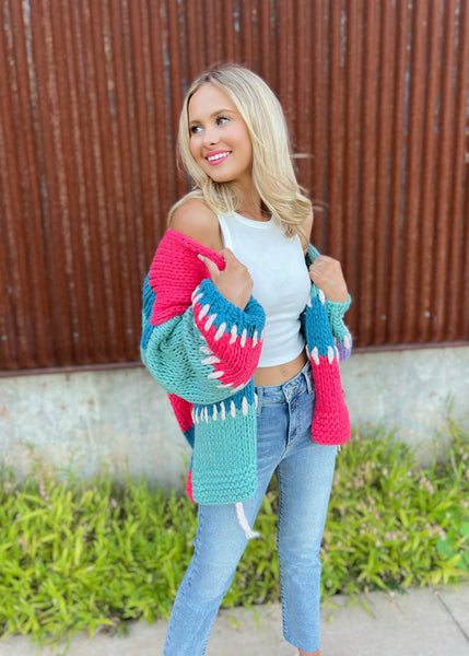 Cozy Nights Crochet Front Tie Cardigan - SMALL