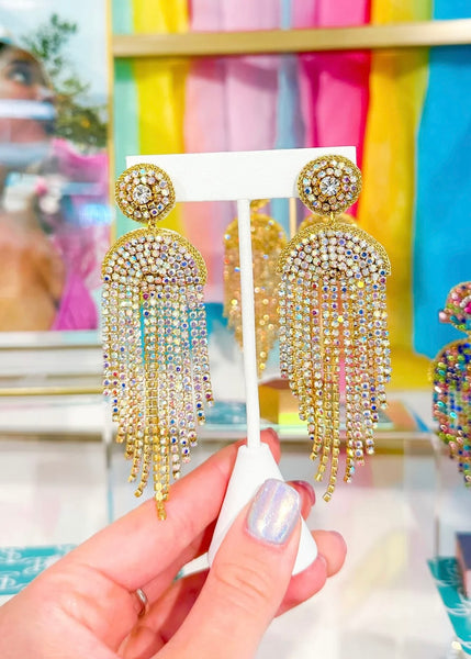 Chain Dazzle Drop Earrings - Iridescent