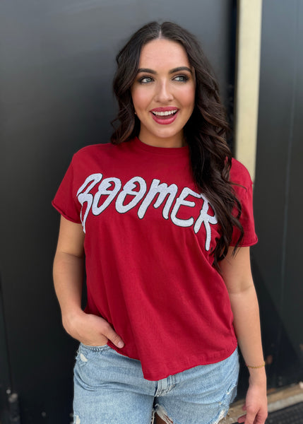 Boomer Sequin Crimson Stadium Tee