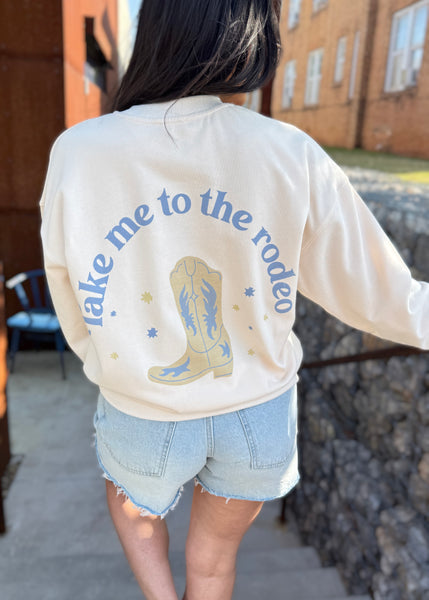 "Take Me To The Rodeo" Graphic Oversized Lighweight Sweatshirt
