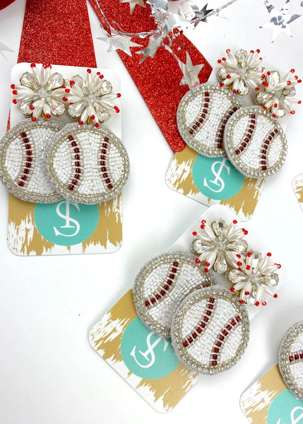 Beaded Baseball Earrings