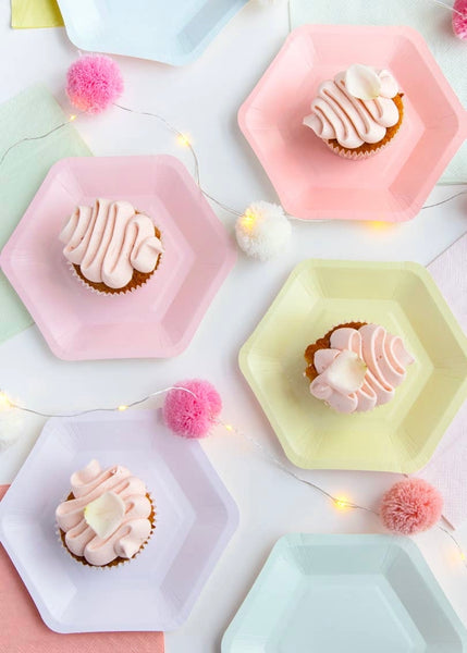We Heart Pastels Hexagonal Shaped Plates - 12 Pack