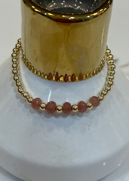 4 MM Brown & Gold Ball Bracelet