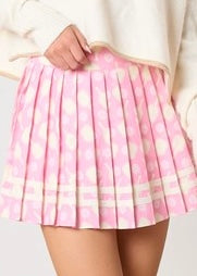 Playin Pickle Ball Pink Printed Pleated Skirt