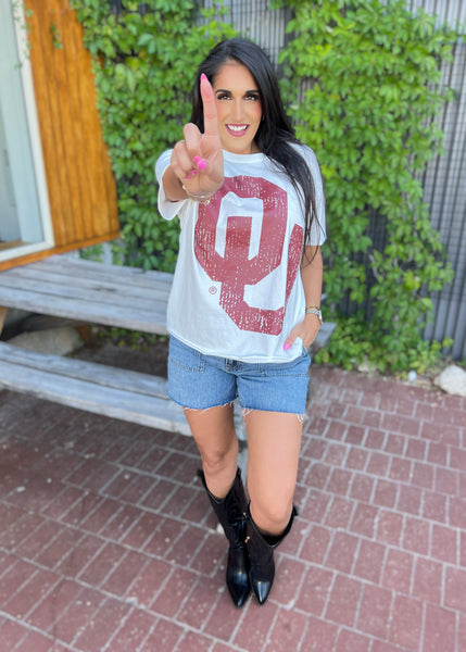 OU White Stadium Oversized Tee