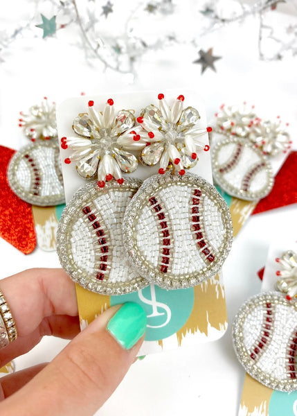 Beaded Baseball Earrings