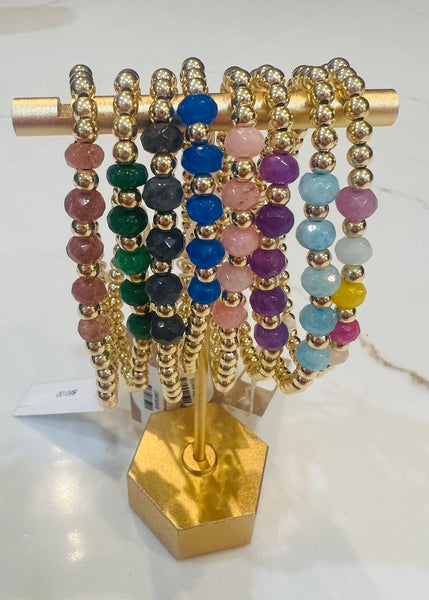 4 MM Charcoal & Gold Ball Bracelet