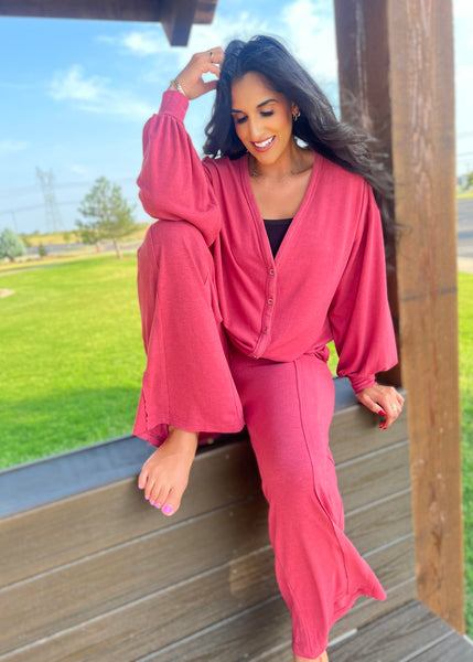 Lounge Love French Rose Ultra Soft Wide Leg Pant