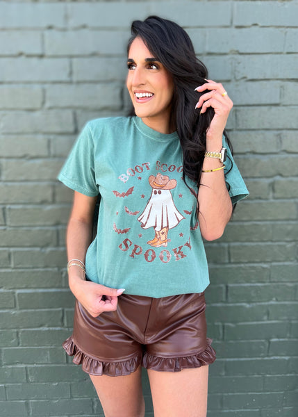 Boot Scooting Spooky Retro Ghost Tee - Lt. Green