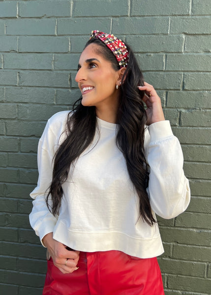 Yes Girl Tartan Plaid Crystal Headband