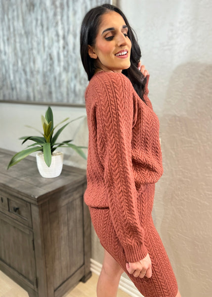 Crazy Cozy Maroon Sweater & Skirt Set