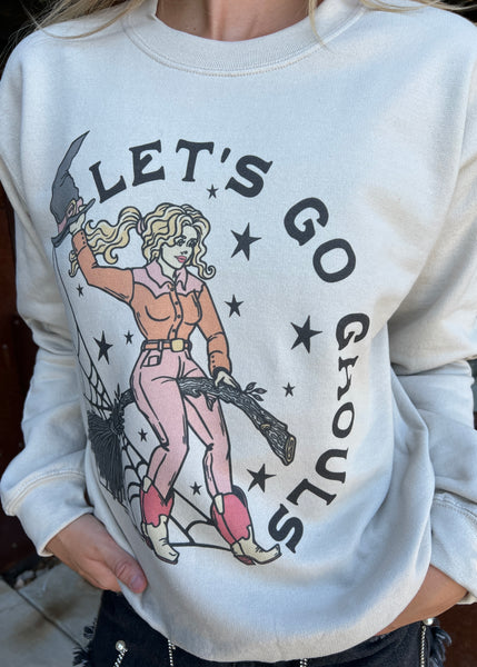 "Lets Go Ghouls" - Cream Halloween Sweatshirt