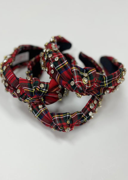 Yes Girl Tartan Plaid Crystal Headband