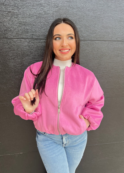 Tell Me Please Pink Wool Like Brushed Jacket