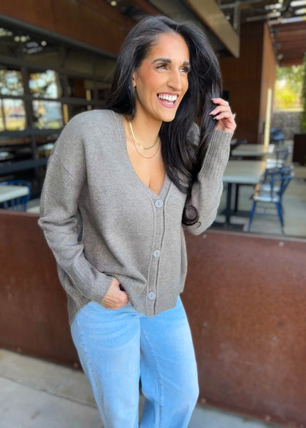 Might Be Today Field Grey Cardigan - MEDIUM