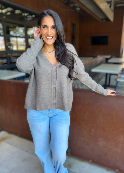 Might Be Today Field Grey Cardigan - MEDIUM