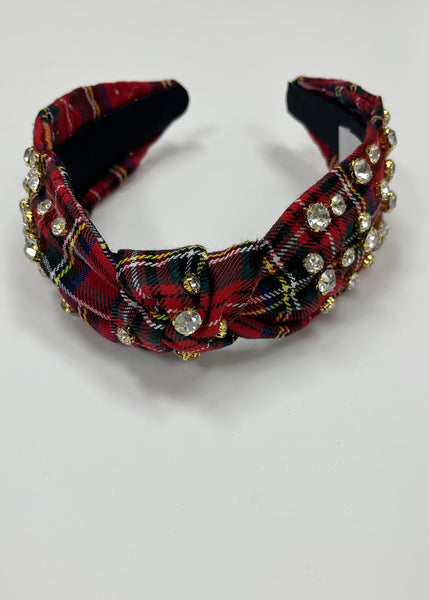Yes Girl Tartan Plaid Crystal Headband