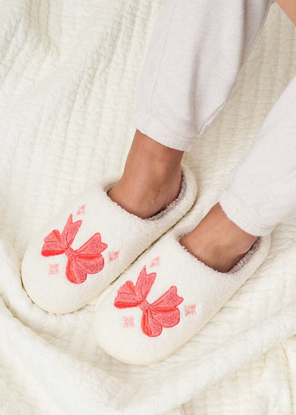 Bow Fuzzy Slippers
