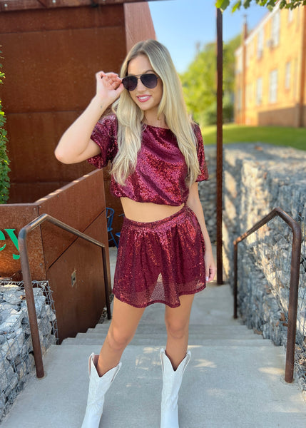 Class of My Own Sequin Bubble Top & Skort Set