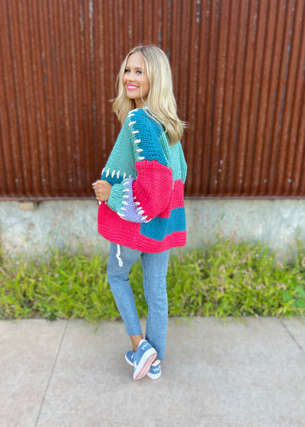 Cozy Nights Crochet Front Tie Cardigan - SMALL