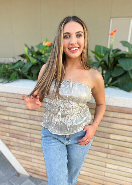 Only Today Vintage Gold Tie Tube Top