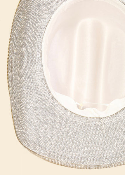 Rhinestone Trim Ivory Cowgirl Hat