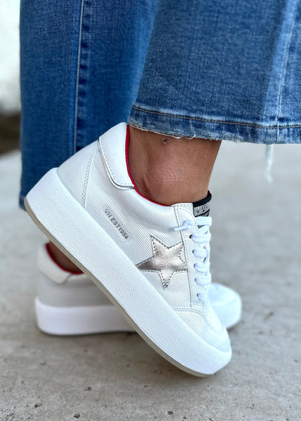 Vintage Havana -Ream 10 White/Silver/Red Platform Sneakers