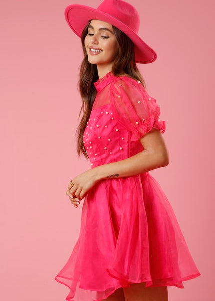 Pretty In Pink Organza & Pearl Dress