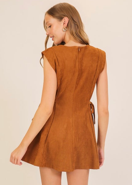 It's Just Right Camel Colored Fit and Flare Dress