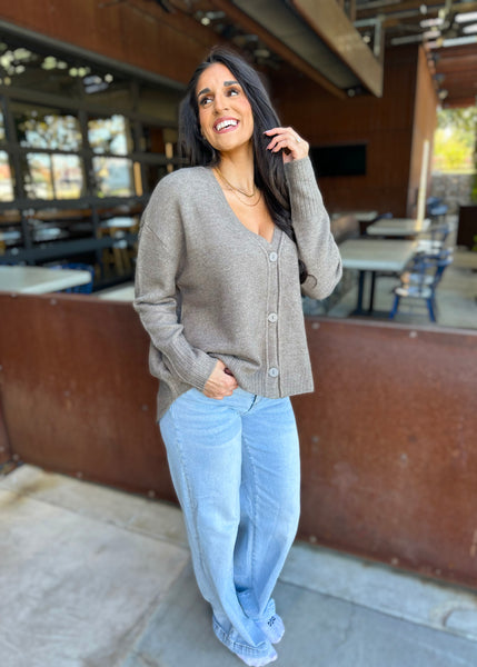 Might Be Today Field Grey Cardigan - MEDIUM