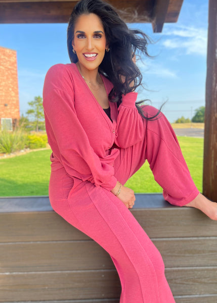 Lounge Love French Rose Ultra Soft Wide Leg Pant