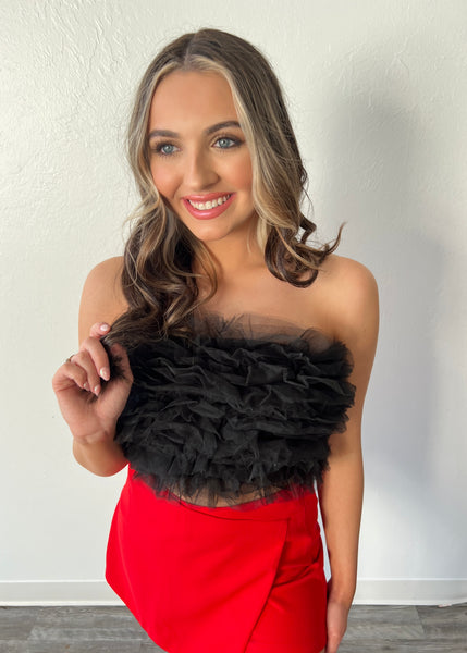 Don't Be Jealous Black Tulle Tube Top