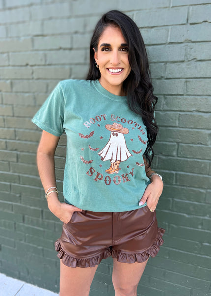 Boot Scooting Spooky Retro Ghost Tee - Lt. Green