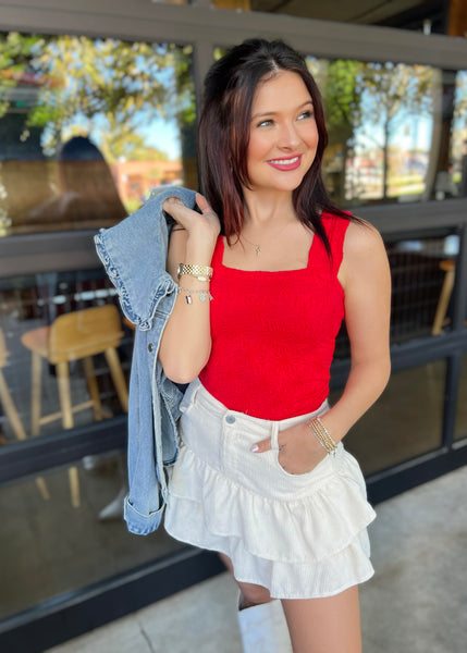 Little Bit Extra Denim Ruffle Collared Jacket