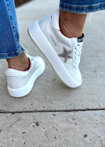 Vintage Havana -Ream 10 White/Silver/Red Platform Sneakers