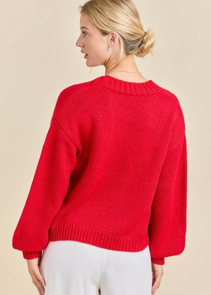 Rely On Me Red Button Up Cardigan