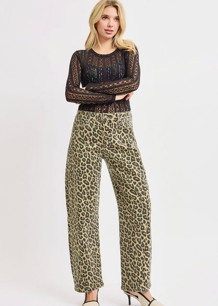 Jungle Love Leopard Print Barrel Jeans