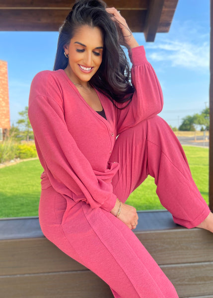 Lounge Love French Rose Ultra Soft Wide Leg Pant