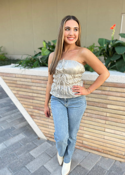 Only Today Vintage Gold Tie Tube Top