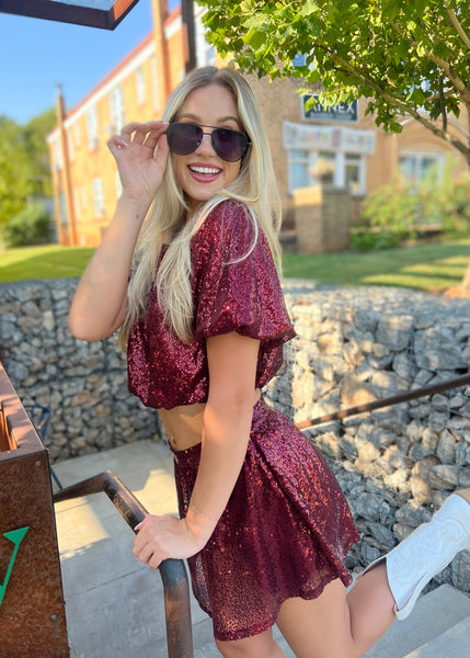 Class of My Own Sequin Bubble Top & Skort Set