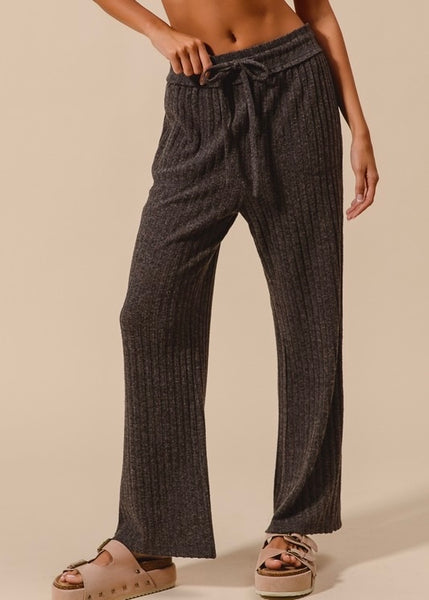 Road Trip Rib Knit Charcoal Casual Pants