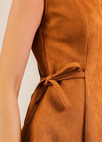 It's Just Right Camel Colored Fit and Flare Dress