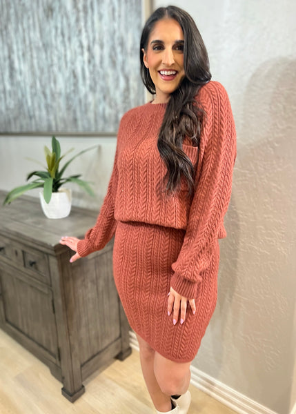 Crazy Cozy Maroon Sweater & Skirt Set