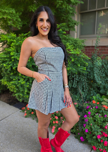 Best Of My Love Black & White Checkered Romper/Dress
