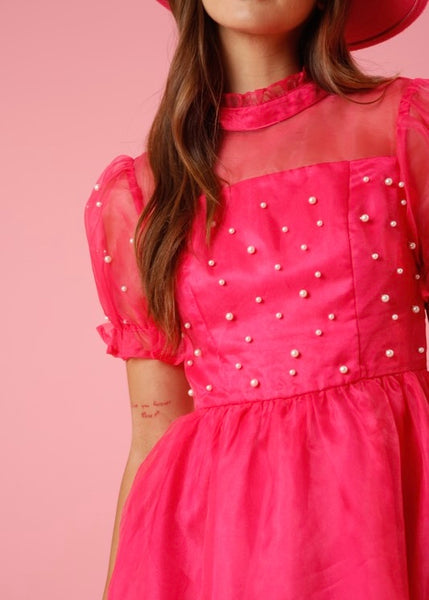 Pretty In Pink Organza & Pearl Dress