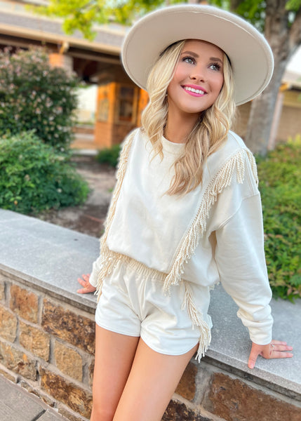 Lasso Laps Western Fringe Cream Summer 2 Pc Set