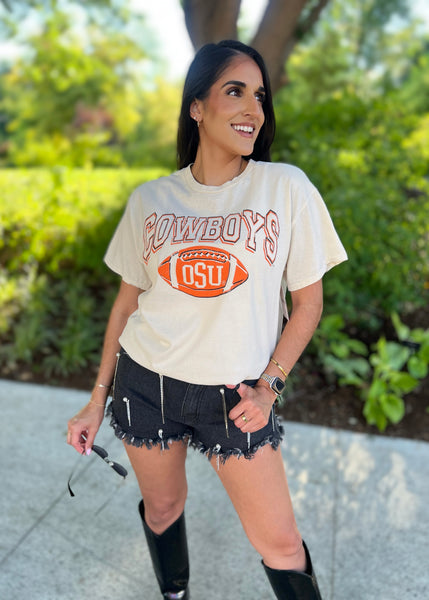 OSU Cowboys Wonka Football Off White Thrifted Tee