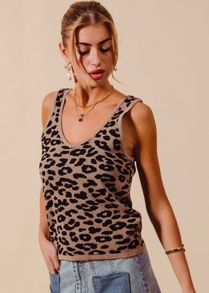 Cruel Intentions Leopard Print V Neck Tank Top