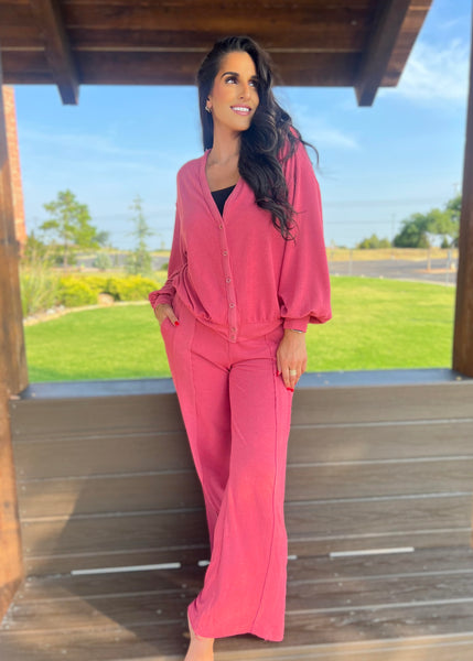 Lounge Love French Rose Ultra Soft Wide Leg Pant