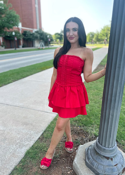 Friday Night Lights Red Strapless Dress